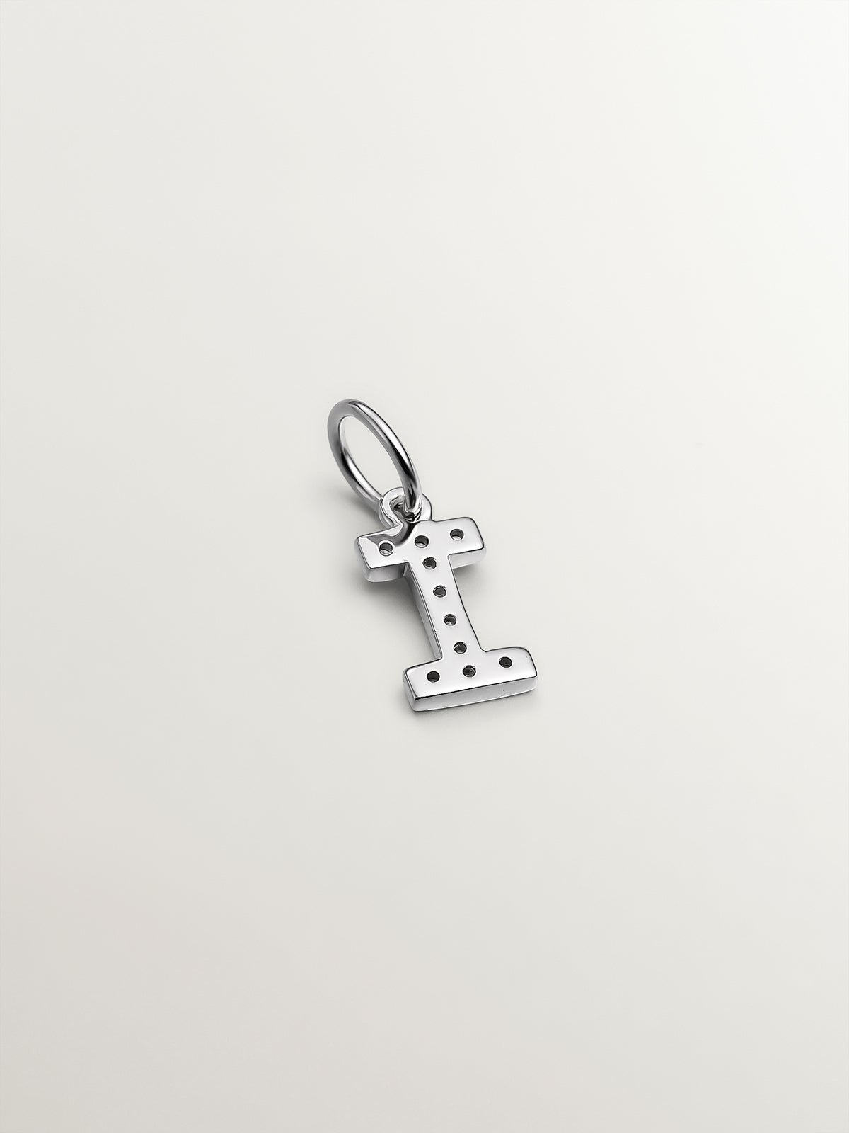925 Silver Charm with White Topaz Initial I