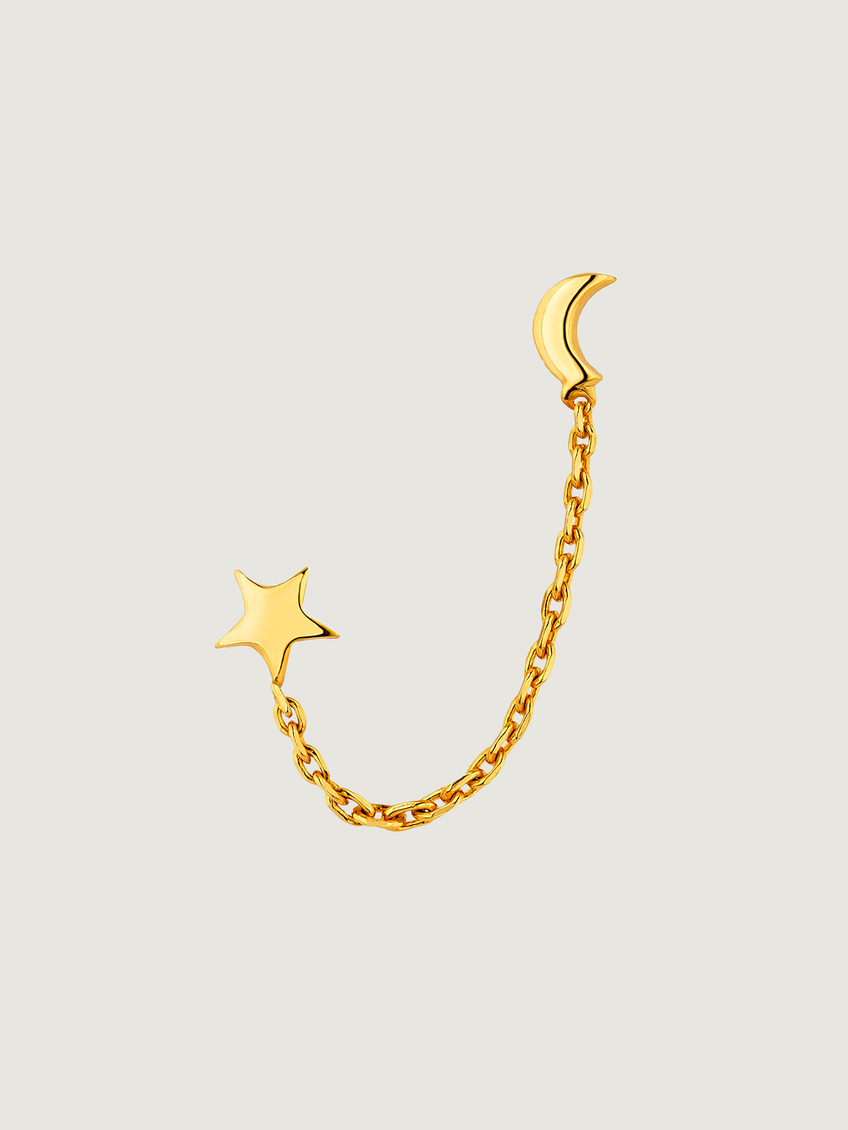 Boucle d'oreille grimpante en argent 925 plaqué en or jaune 18K avec lune et étoile