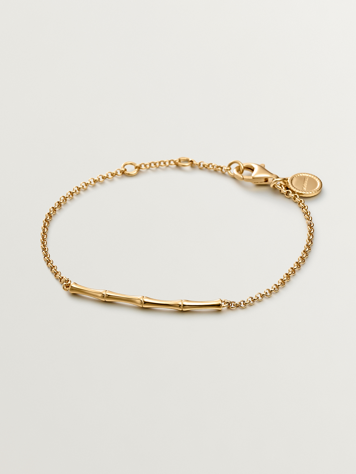 925 silver bracelet bathed in 18K yellow gold with bamboo cane