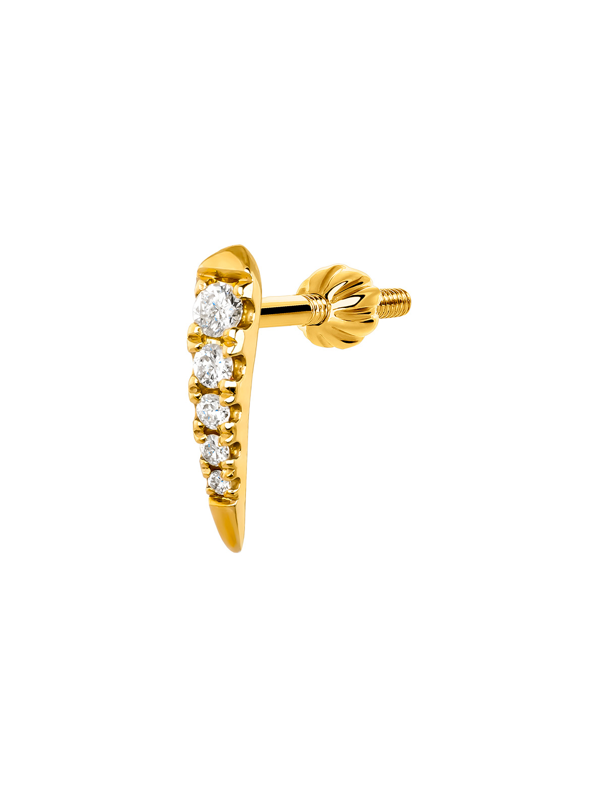 Individual 9K yellow gold earring with diamonds.