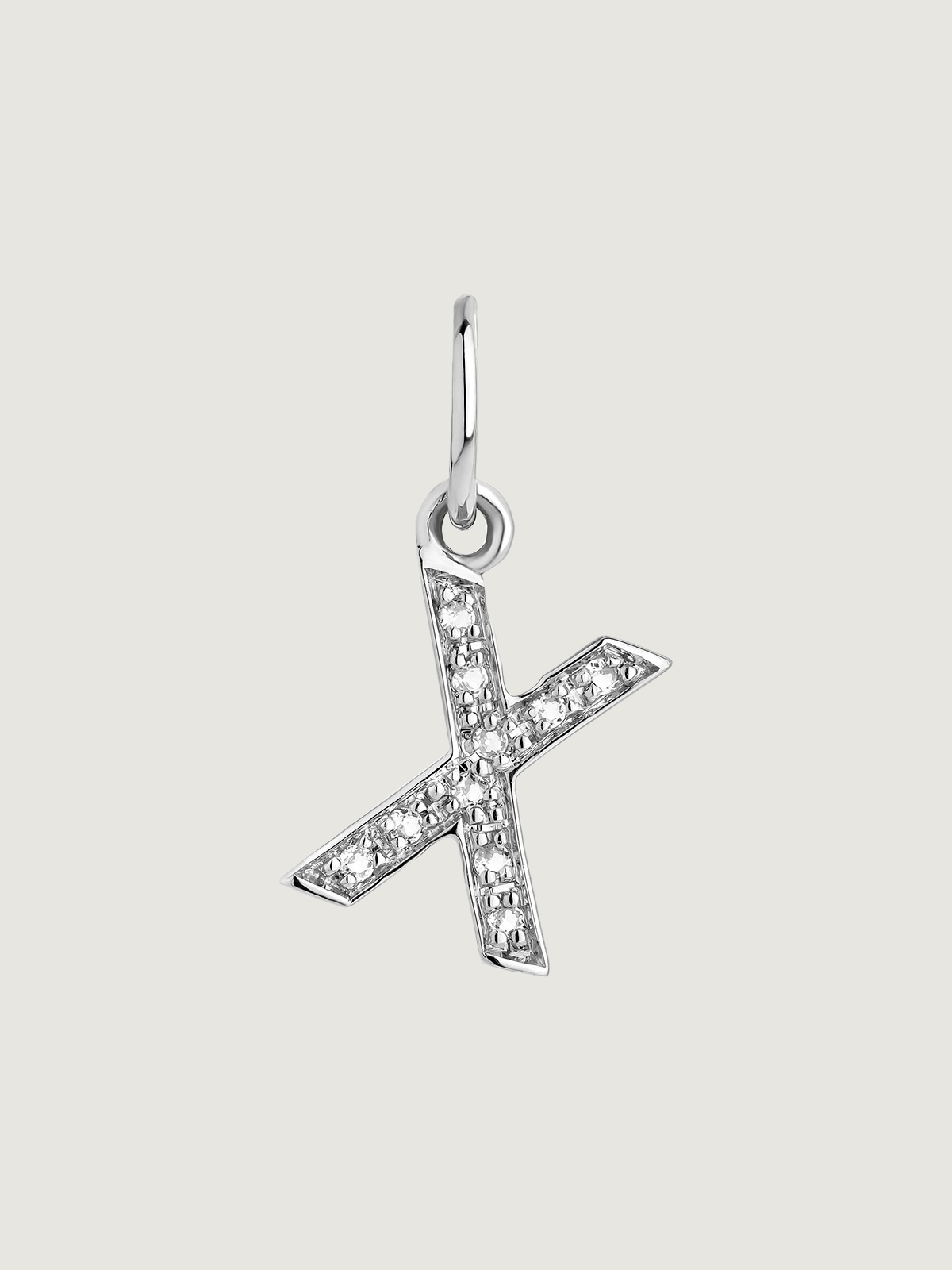 925 Silver Charm and White Topaz Initial X