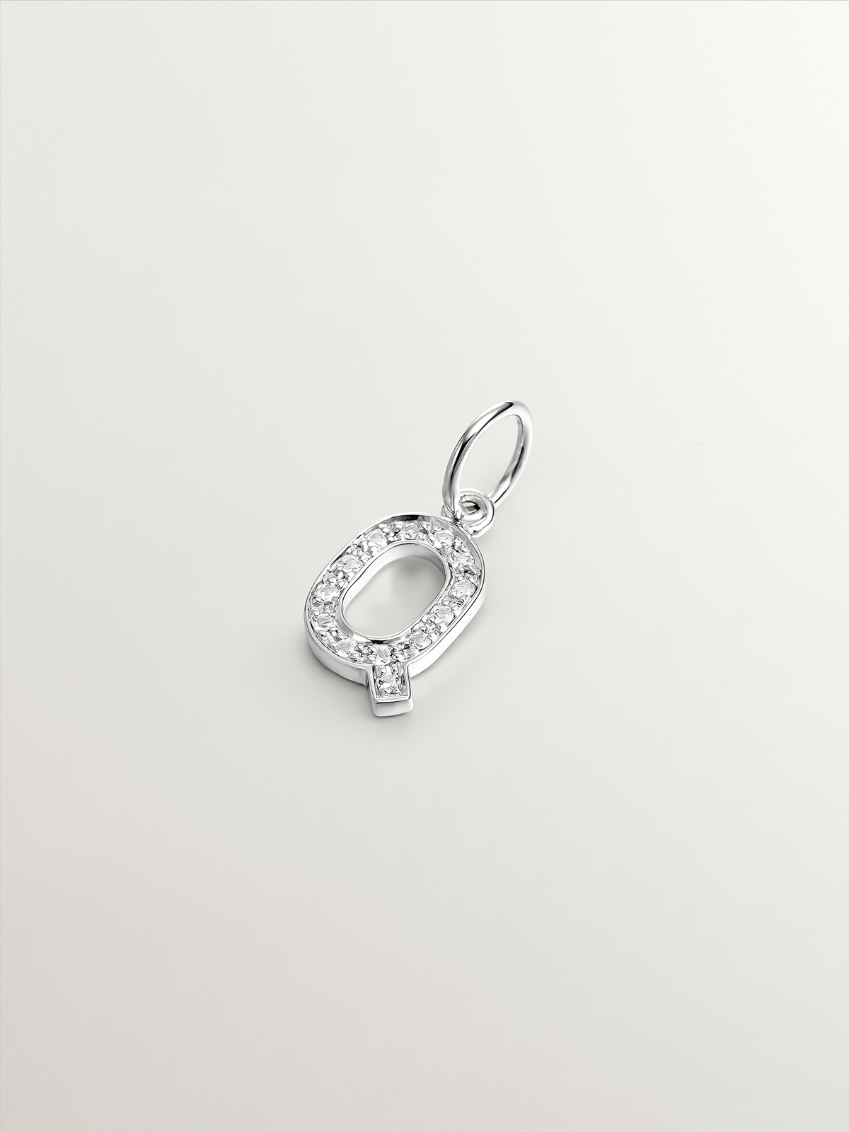 925 Silver Charm with White Topaz Initial Q