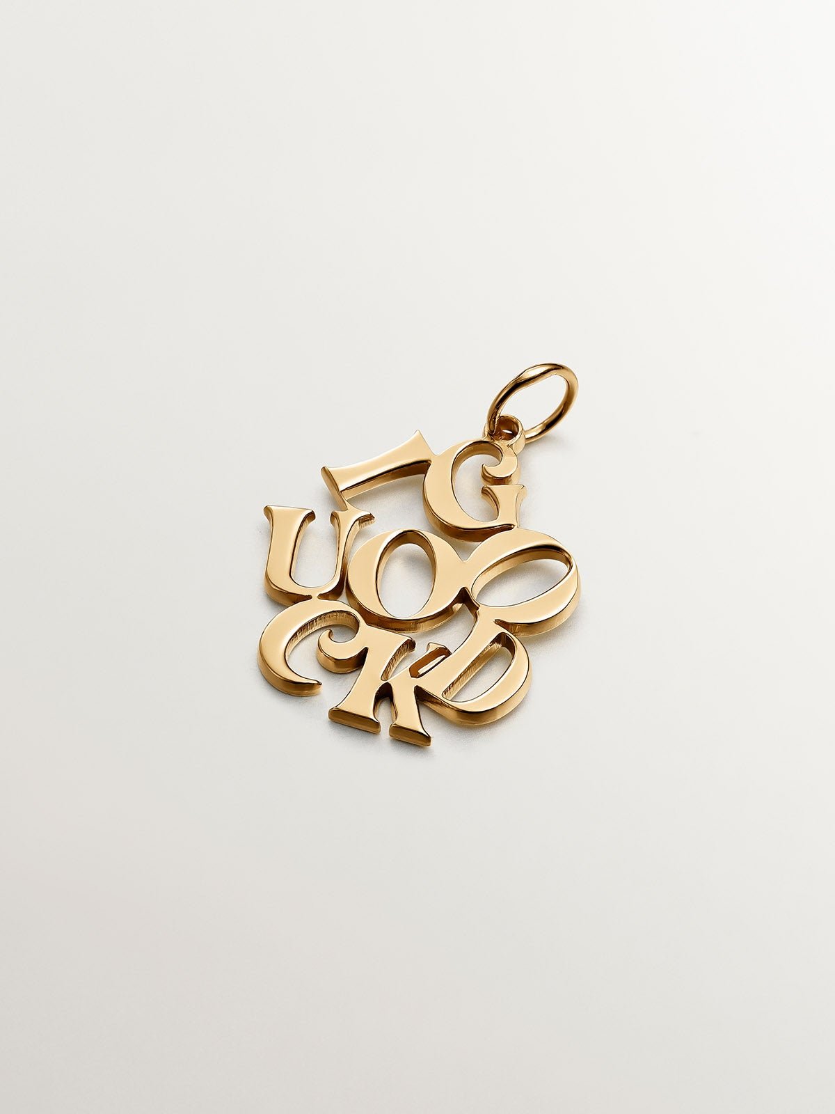 Charm de plata 925 bañada en oro amarillo de 18K Good Luck