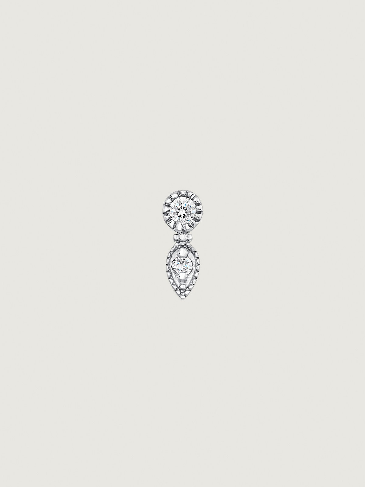 9K white gold drop-shaped earring with a white diamond.