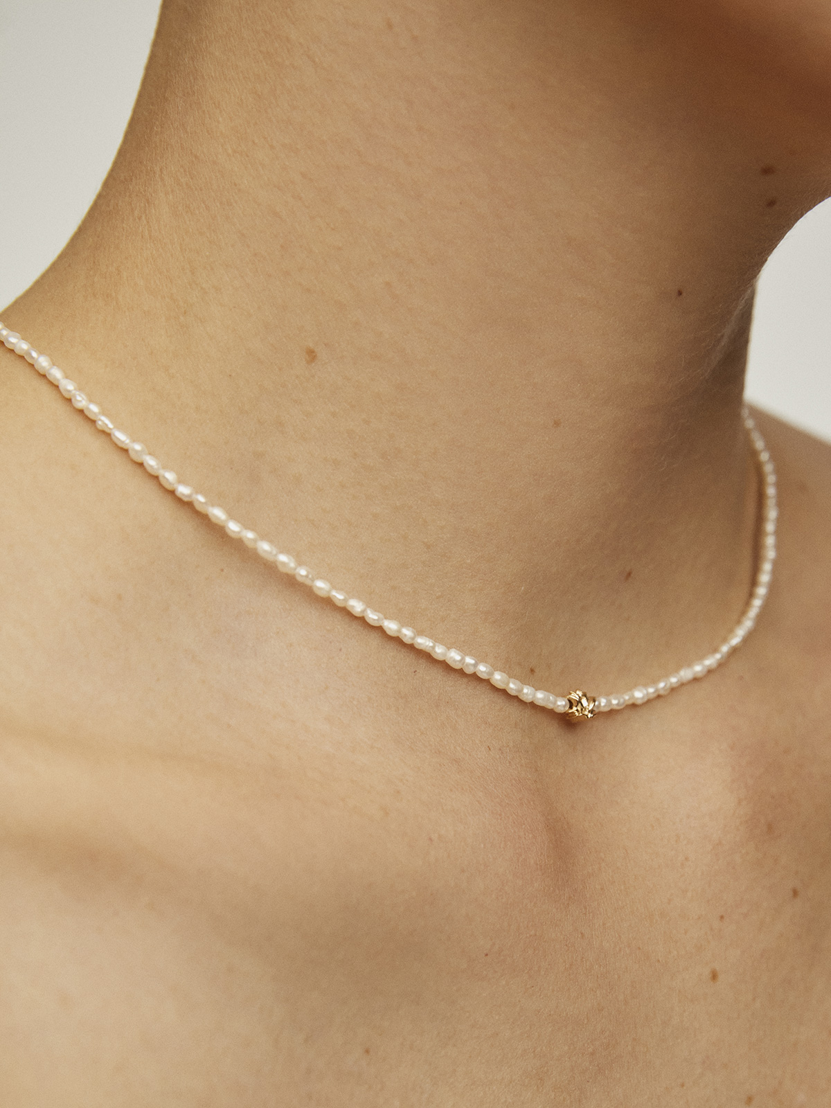 River pearl necklace with 925 silver lotus flower dipped in 18K yellow gold
