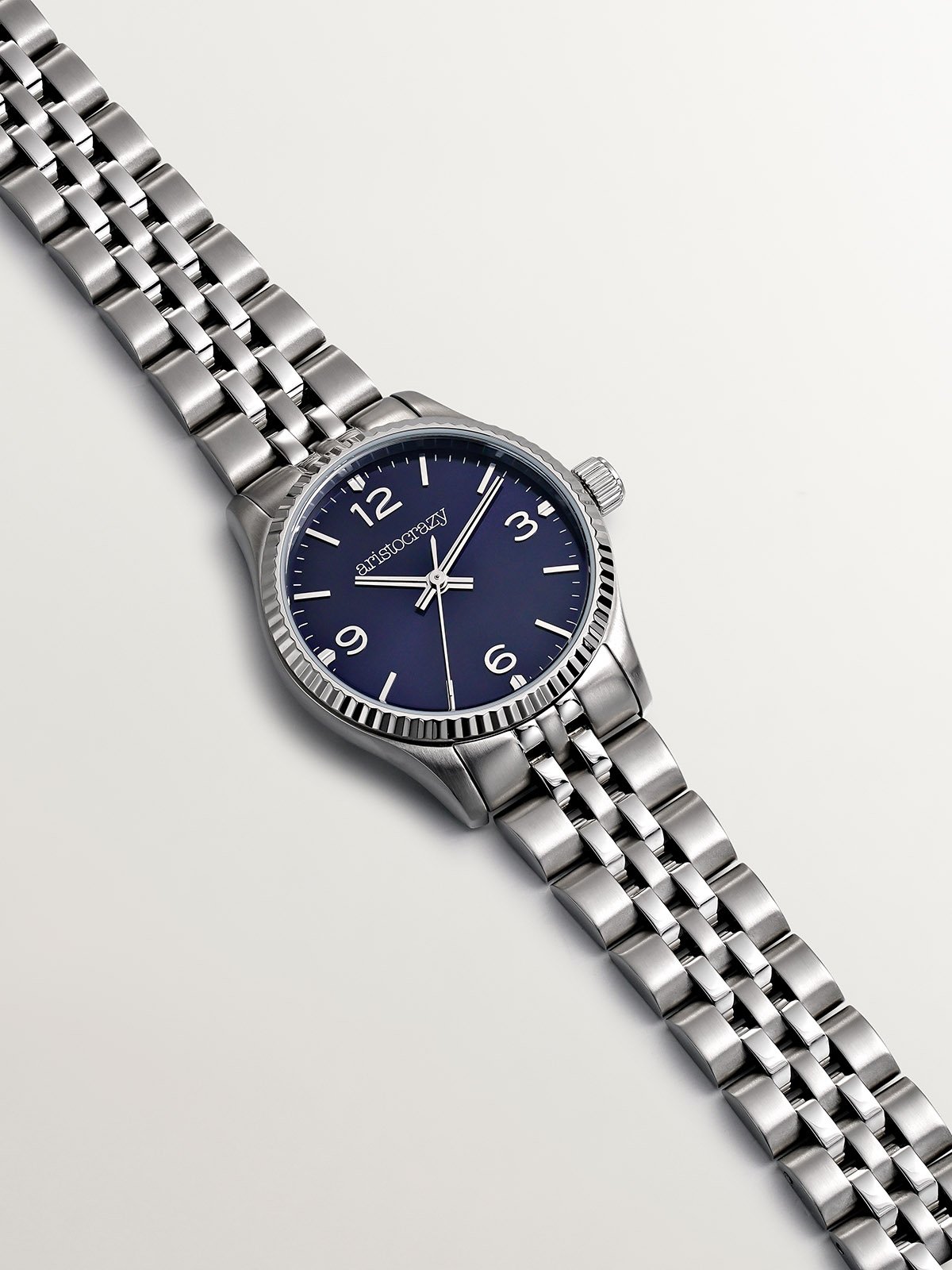 St. Barth Armis Watch with gray steel strap and blue dial