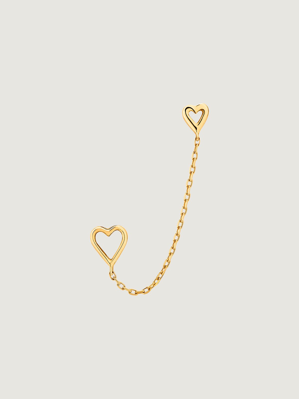 Pendiente individual trepador de oro amarillo de 9K con corazones