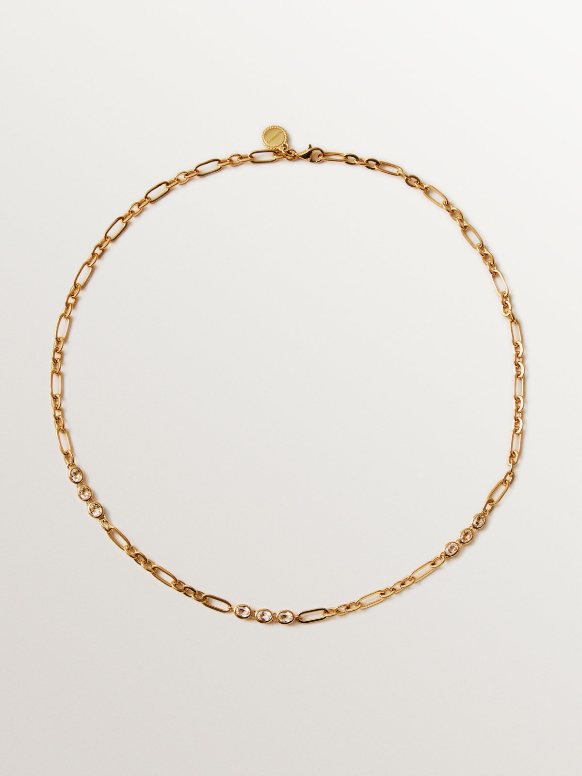 Collar de plata 925 bañada en oro amarillo de 18K con topacios blancos