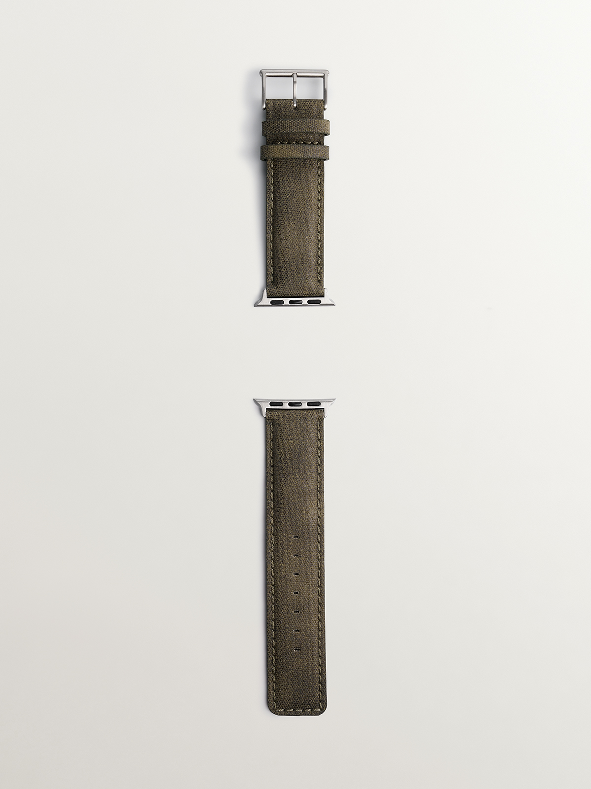 Grey leather Apple Watch band with crocodile leather finish