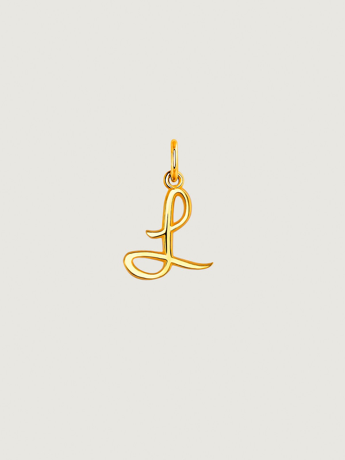 18K yellow gold-plated 925 silver charm with initial L