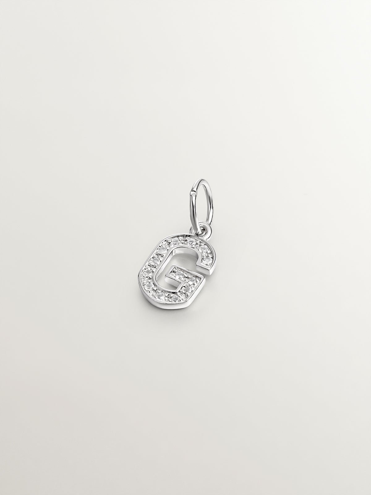 925 Silver Charm with White Topaz Initial G