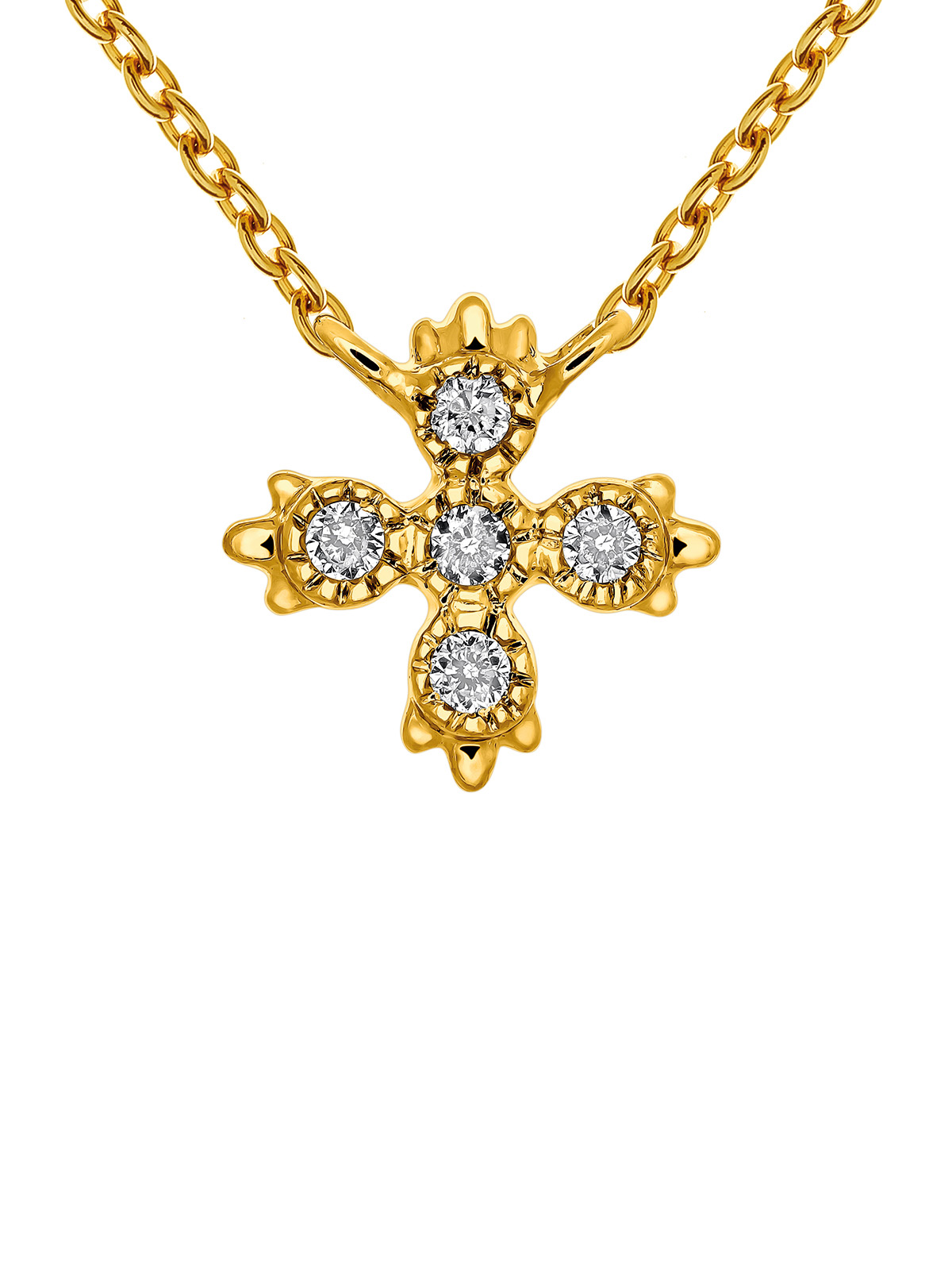 Colgante de oro amarillo de 9K con cruz de diamantes