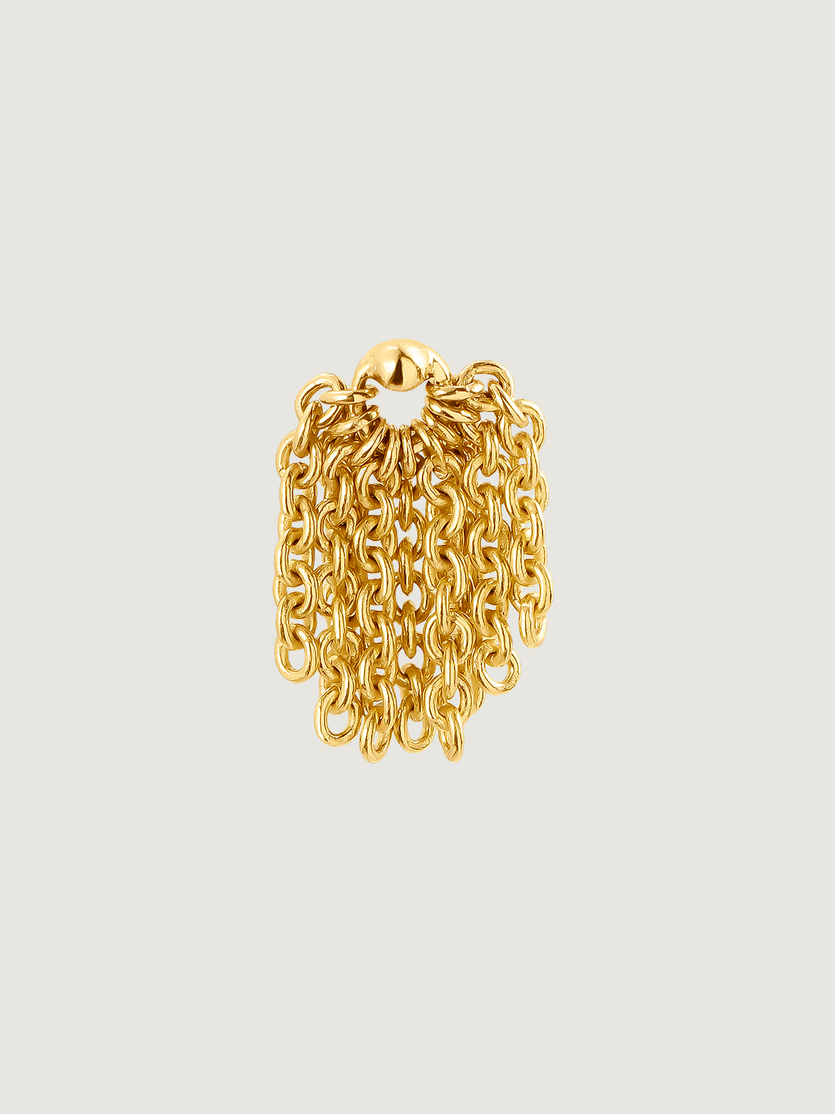 Individual 9K yellow gold earring with chain tassel.