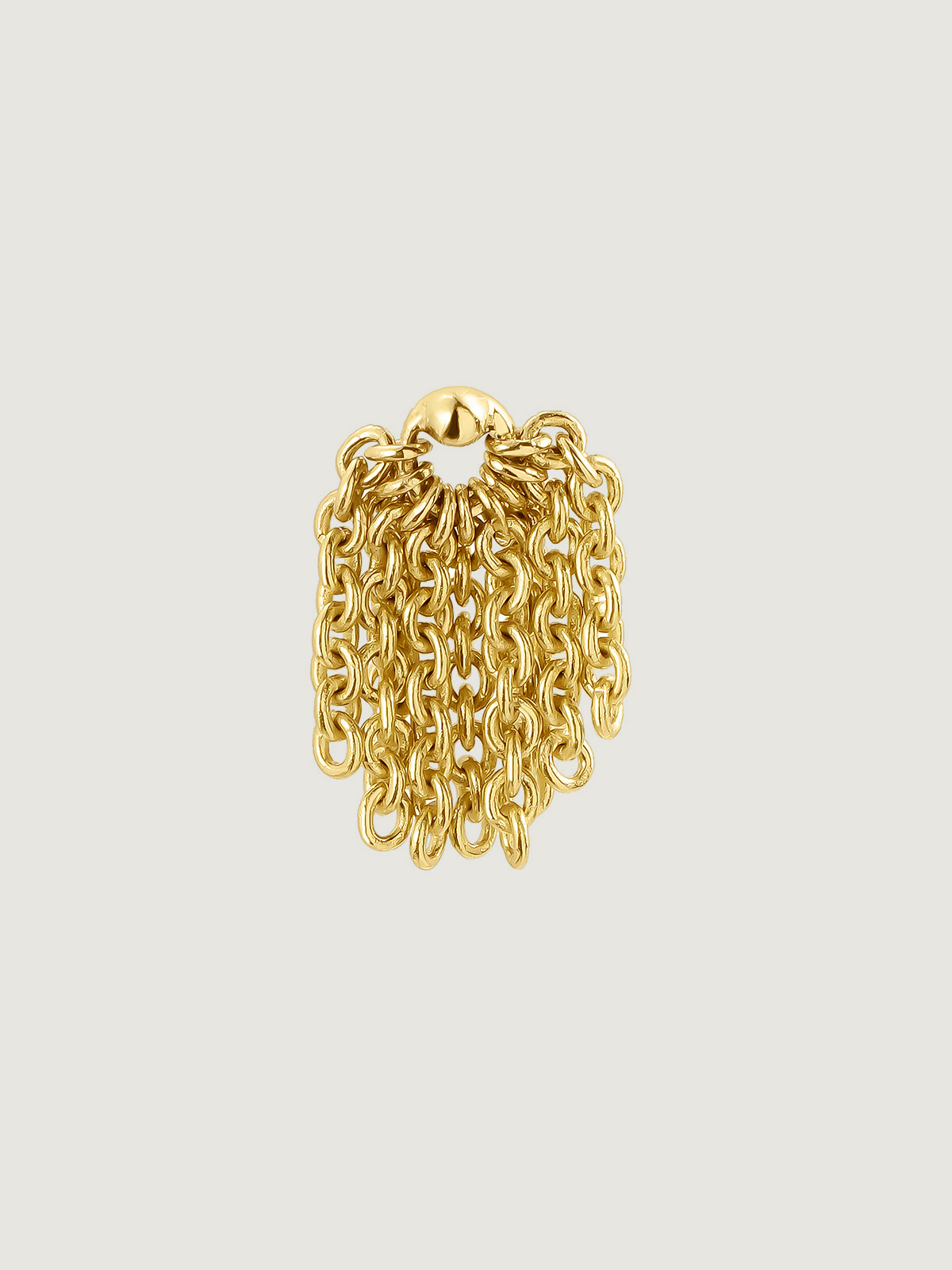 Pendiente individual de oro amarillo de 9K con pompón de cadenas