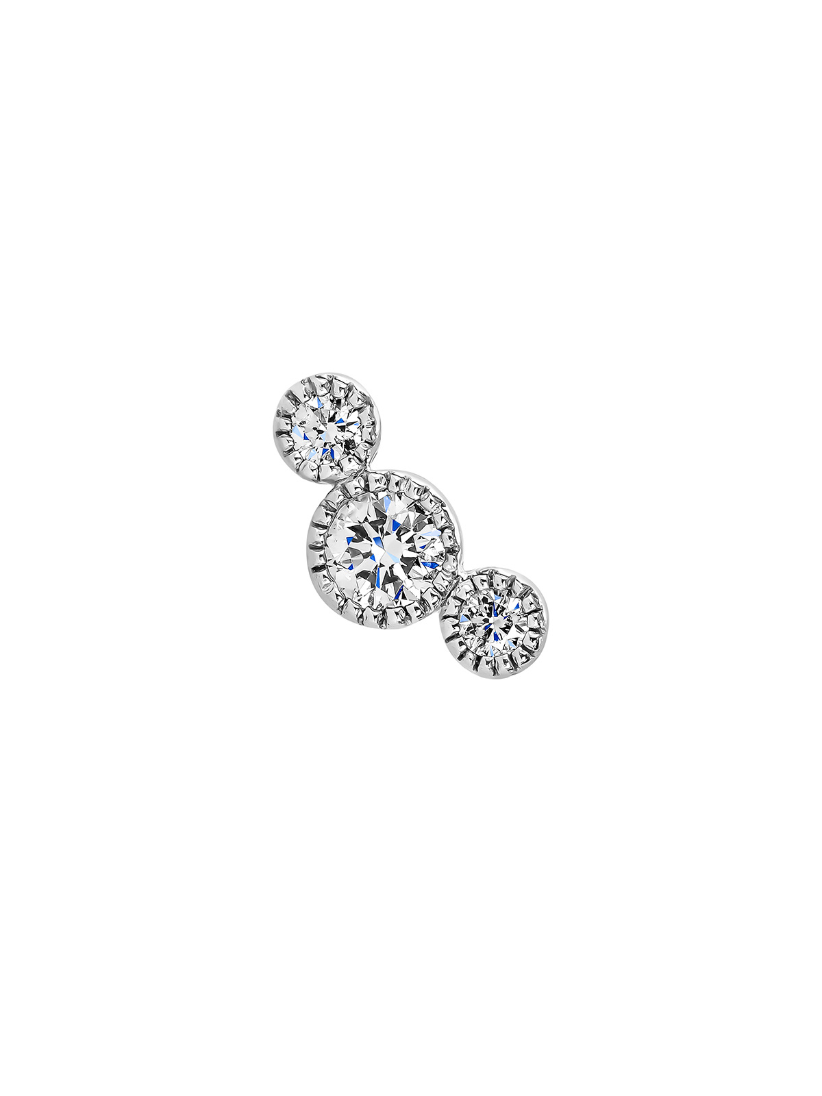 Individual 9K white gold earring with 0.097 cts diamonds
