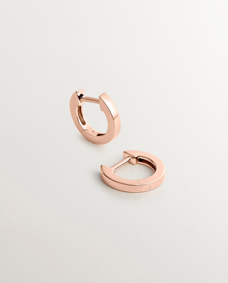 Pendientes pequeños de aro de plata 925 bañada en oro rosa de 18K