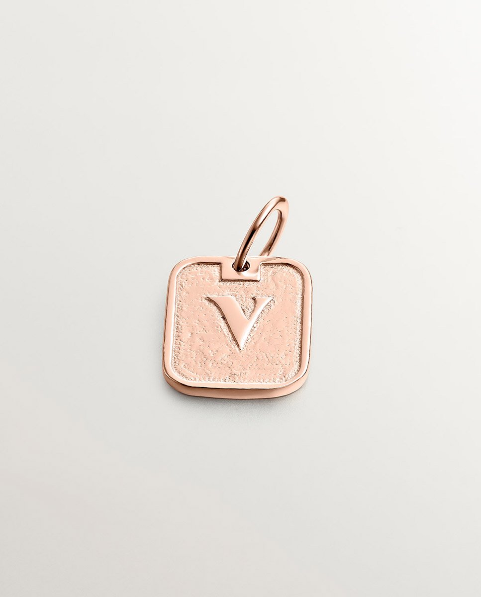 Charm de plata 925 bañada en oro rosa de 18K con número 5