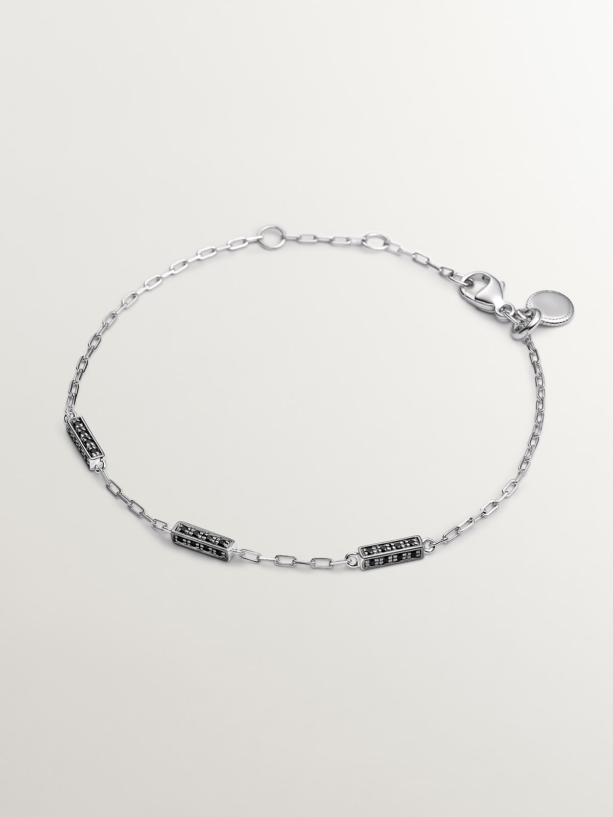 Pulsera de plata 925 con espinelas negras