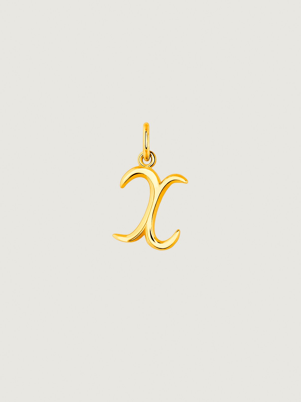 18K Yellow Gold Plated 925 Silver Charm with Initial X.