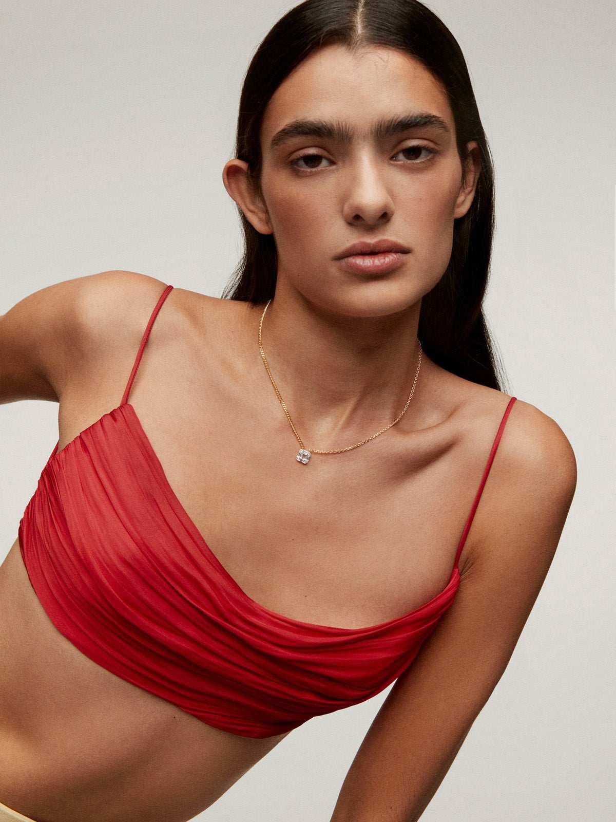 925 Silver necklace plated in 18K yellow gold with white topazes