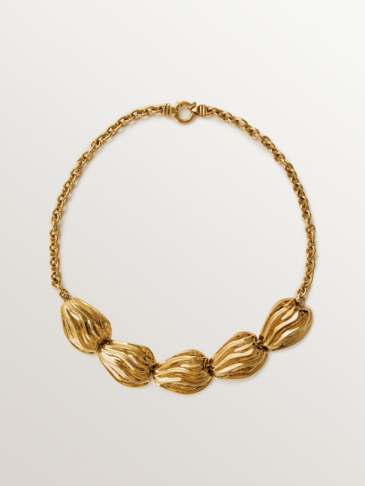 Collar de plata 925 bañada en oro amarillo de 18K con textura 