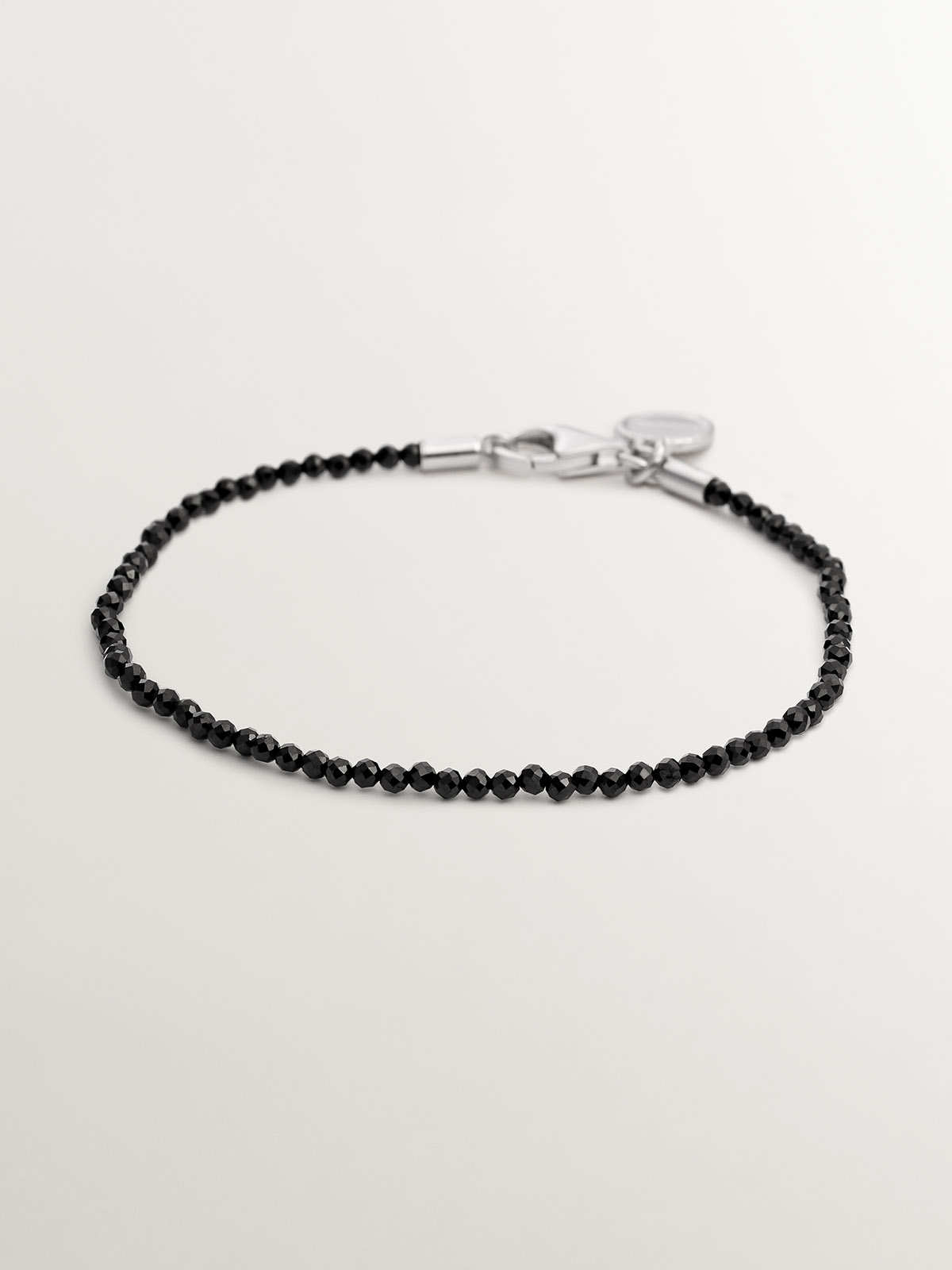 Pulsera de plata 925 con bolitas de espinela negra