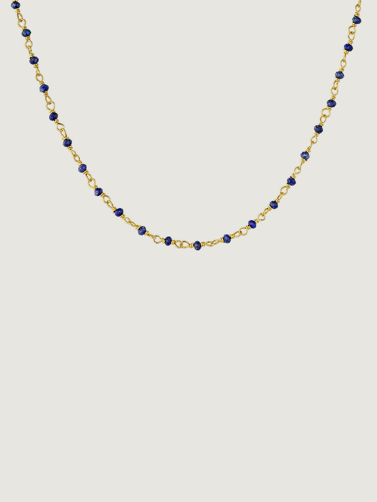 Cadena de plata 925 bañada en oro amarillo 18K con lapislázuli