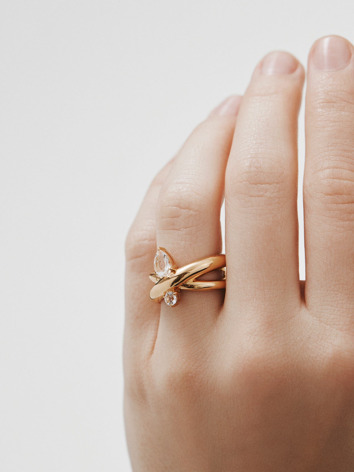 925 silver cross ring with topaz and white quartz