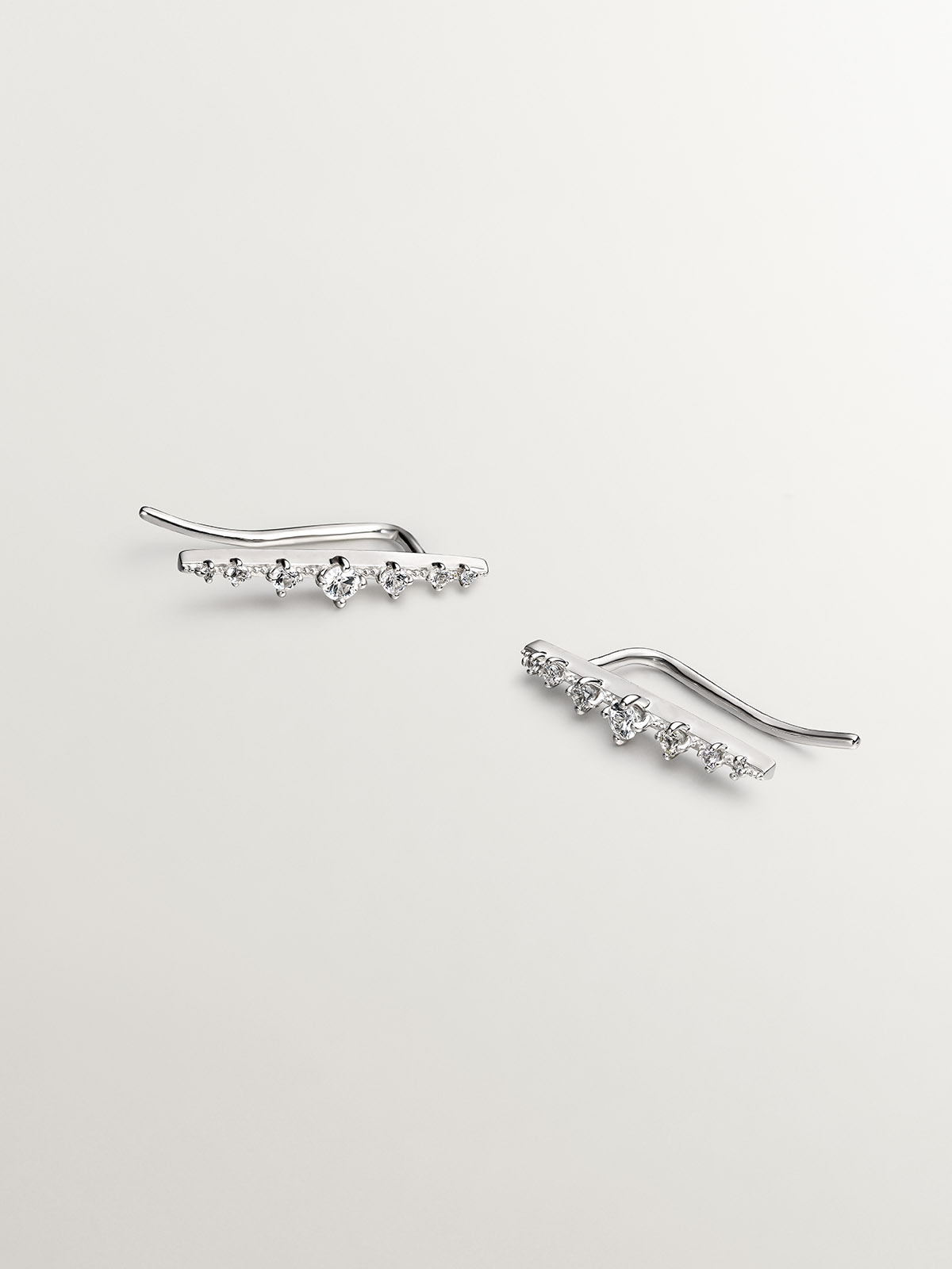 925 Silver Climber Earrings with White Sapphires