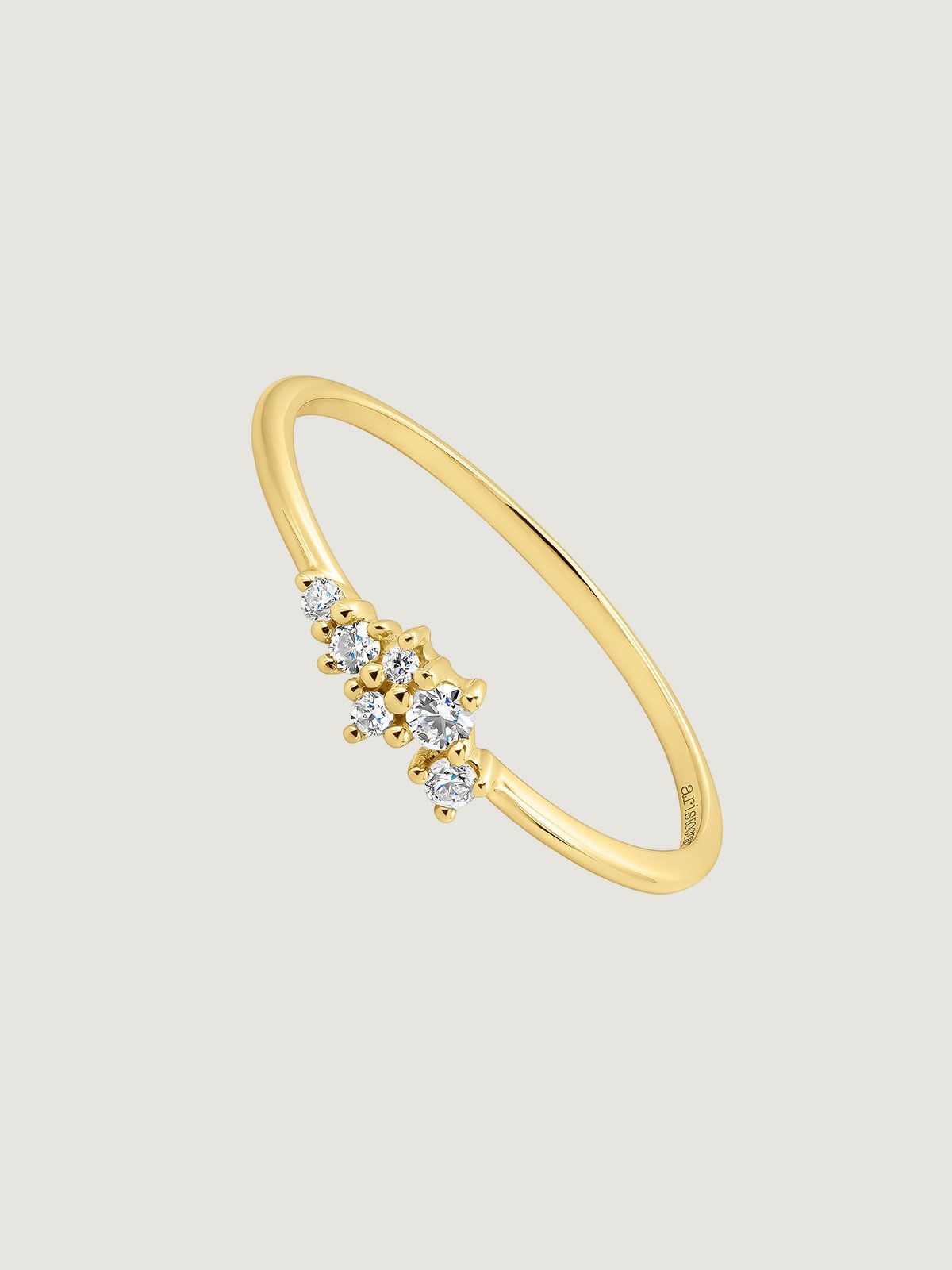 18K yellow gold ring with diamonds 0.025 cts