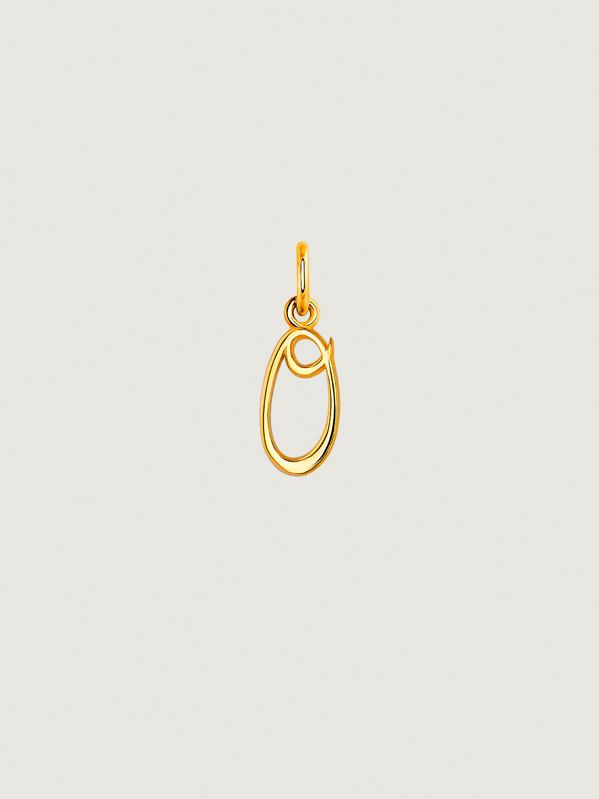 925 Silver charm dipped in 18K yellow gold with initial O