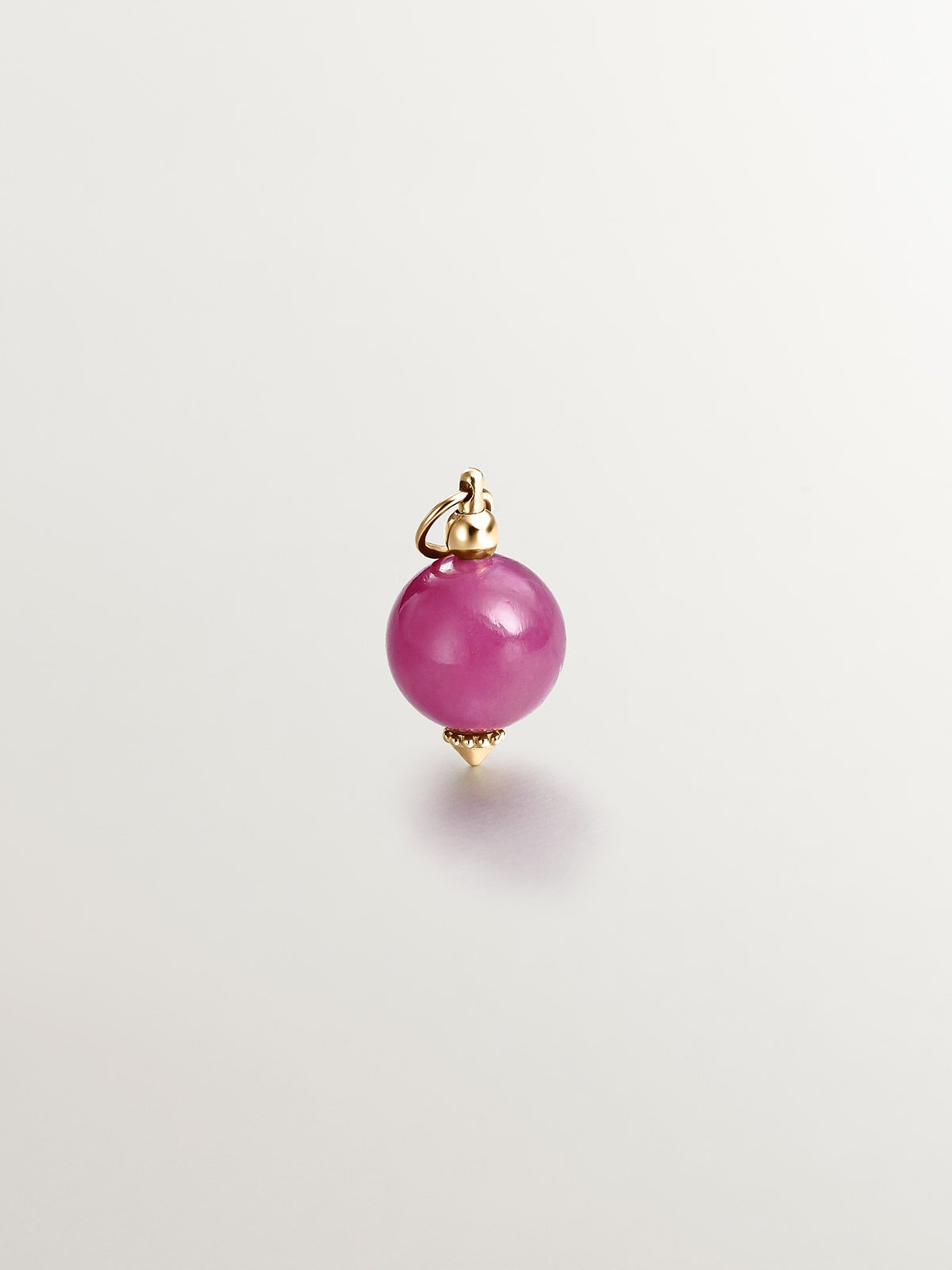 Red jade charm with 925 silver ring bathed in 18k yellow gold
