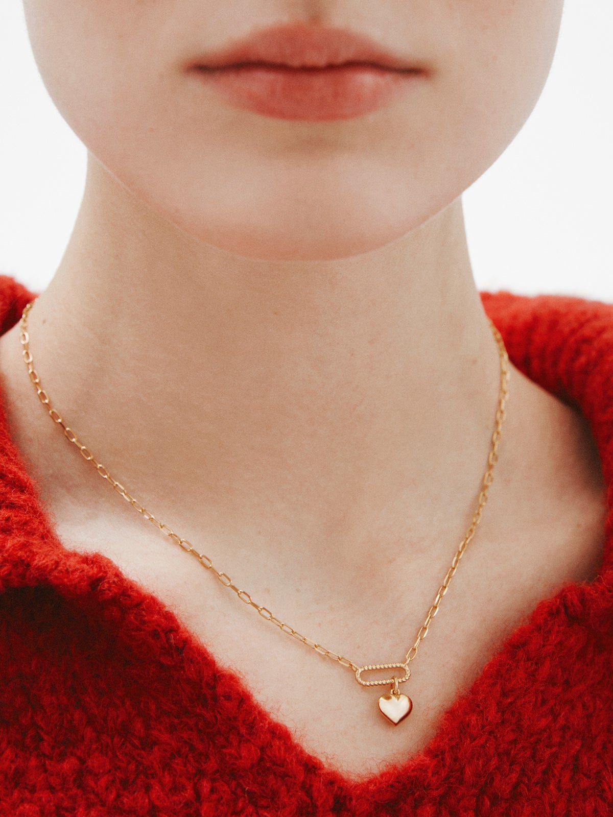 925 Silver Silver Link Collar in 18k yellow gold with a heart