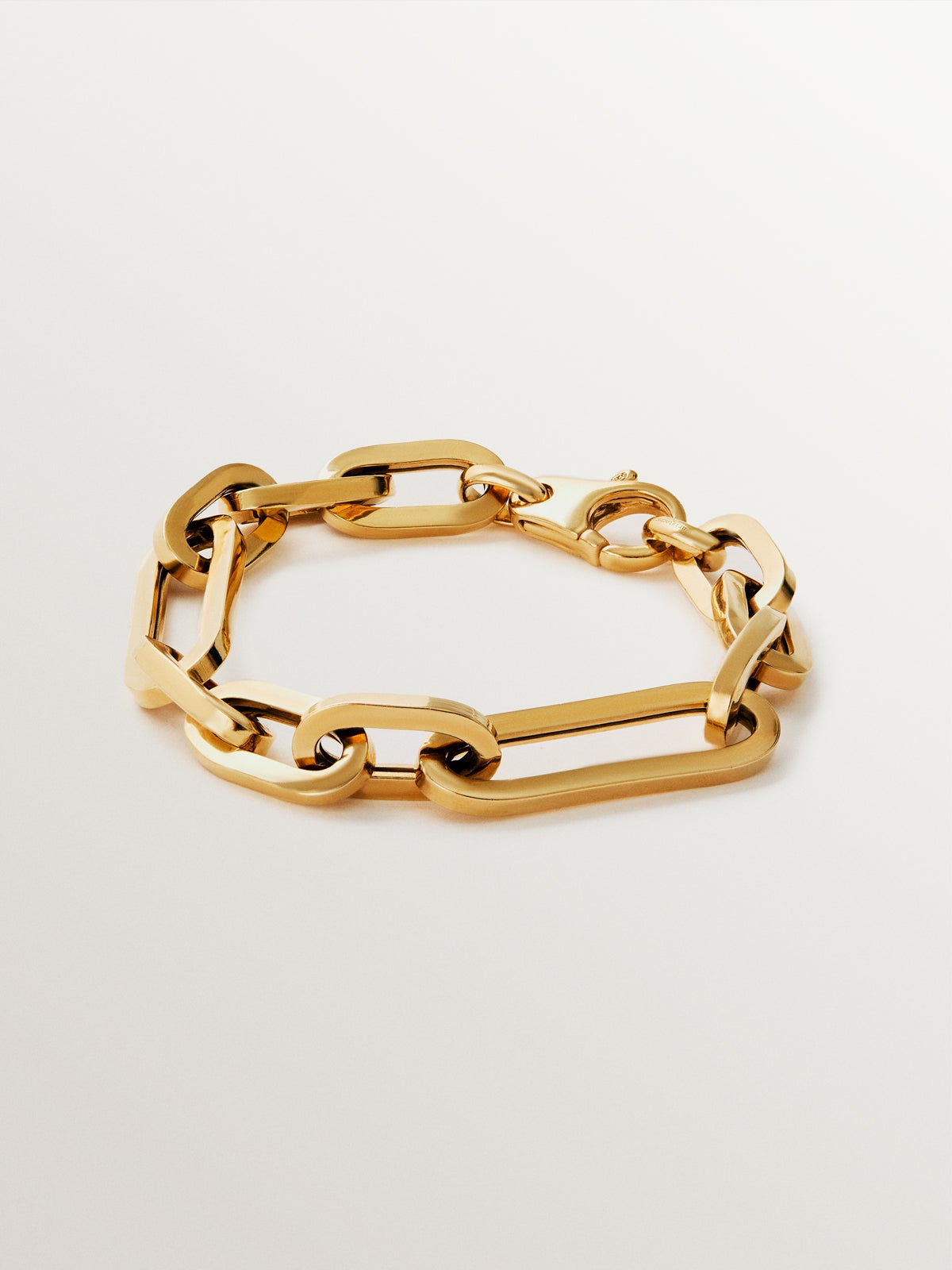 Pulsera de cadena eslabones de plata 925 bañada en oro amarillo de 18K 