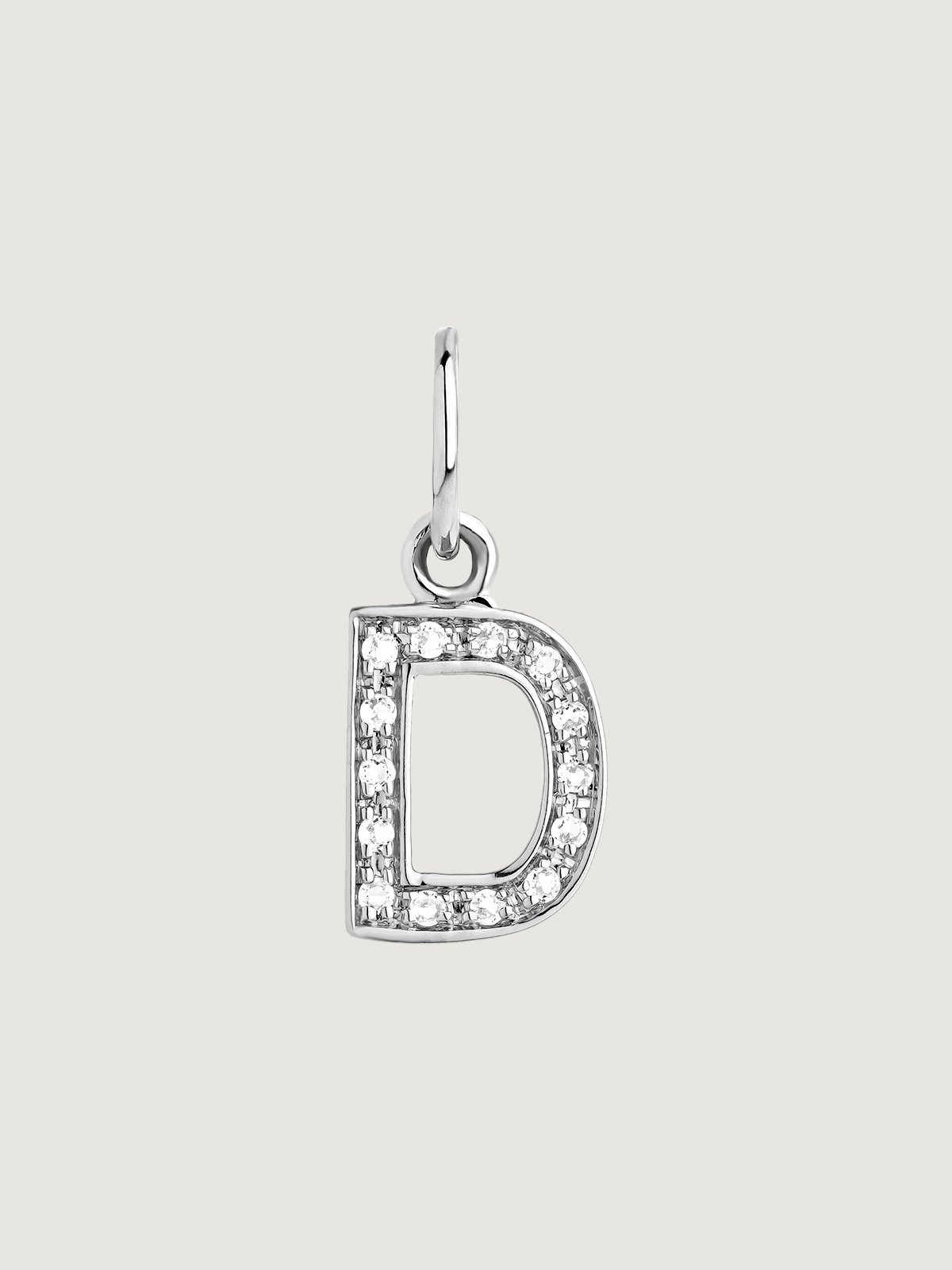 925 Silver Charm with White Topaz Initial D