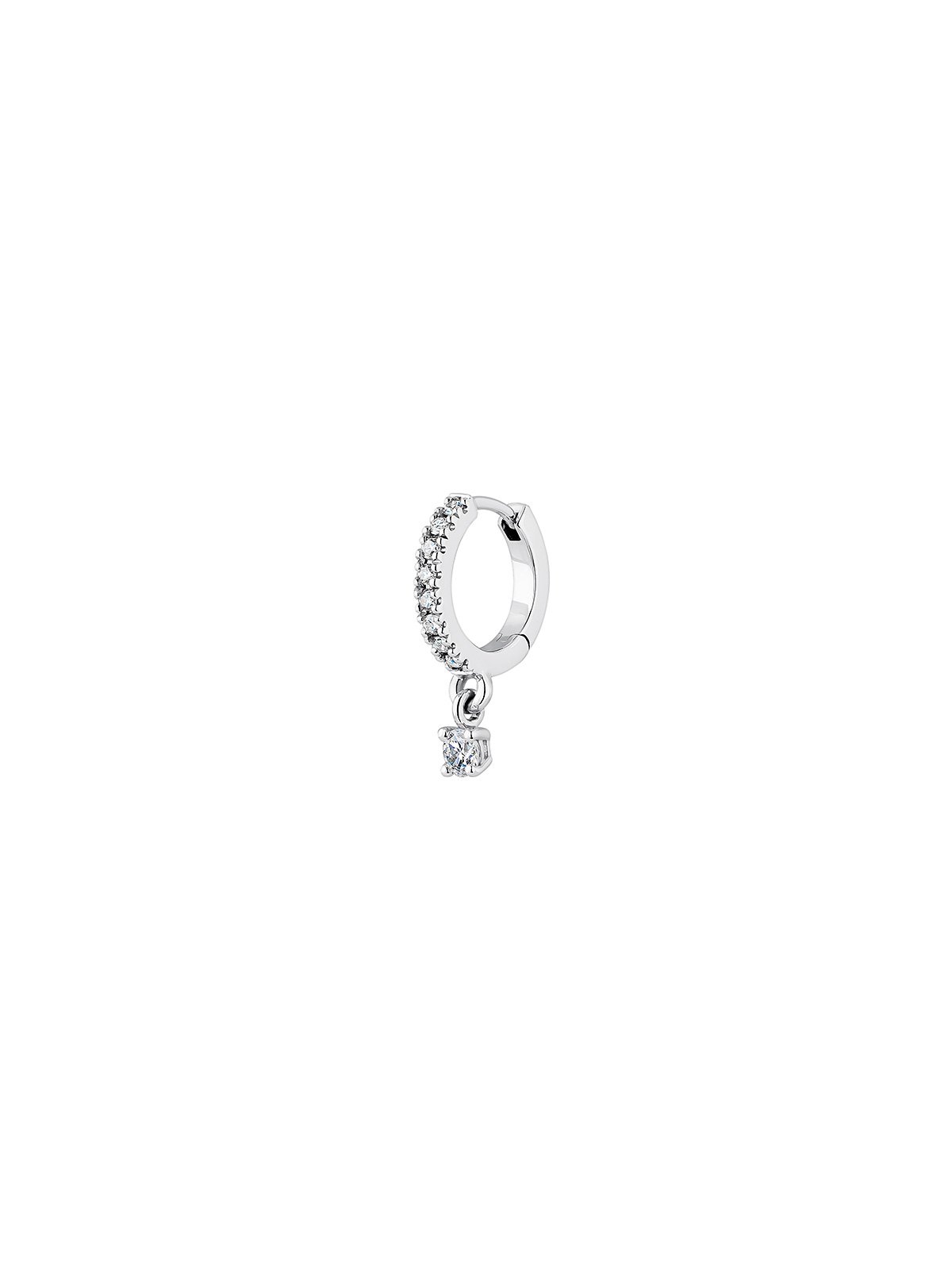 Boucle d'oreille individuelle en or blanc 18K avec diamants